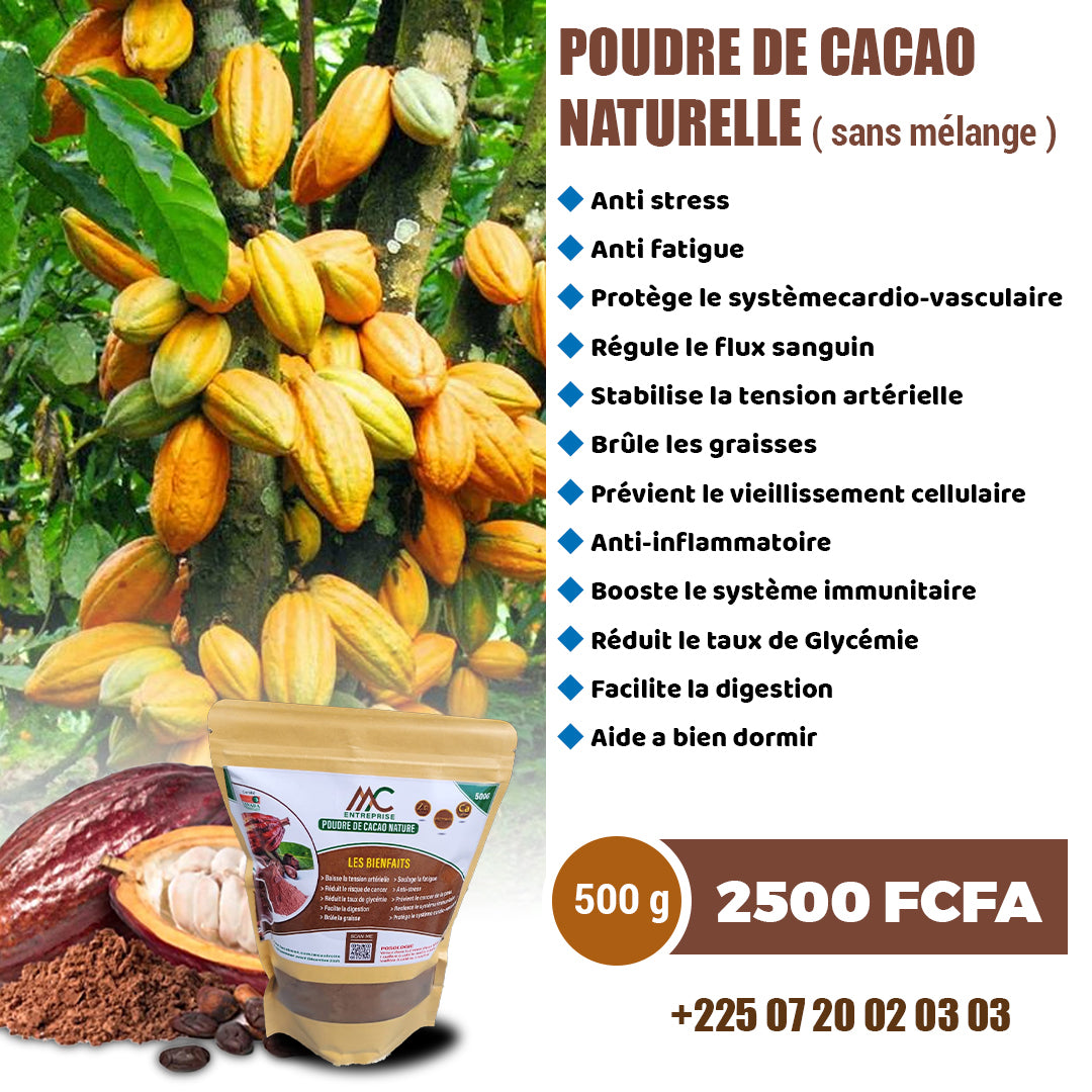 POUDRE DE CACAO NATUREL 500g