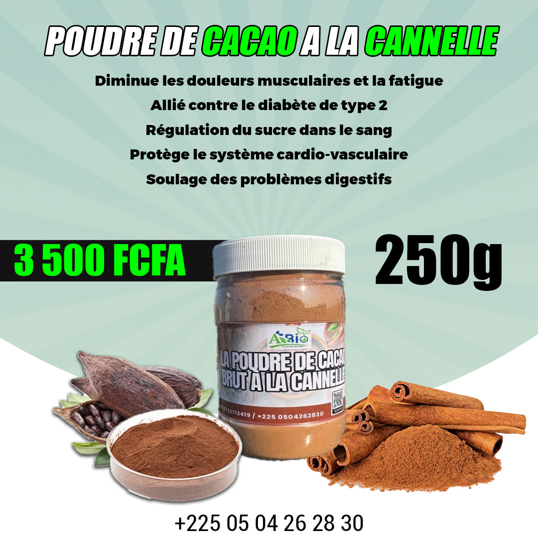 POUDRE DE CACAO A LA CANNELLE 250g