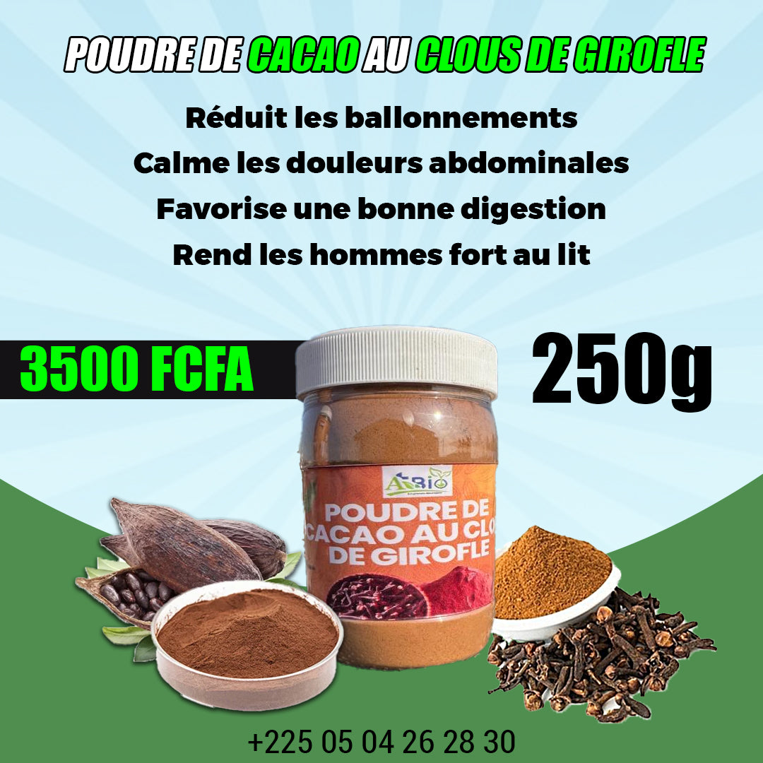 POUDRE DE CACAO AU CLOUS DE GIROFLE 250g