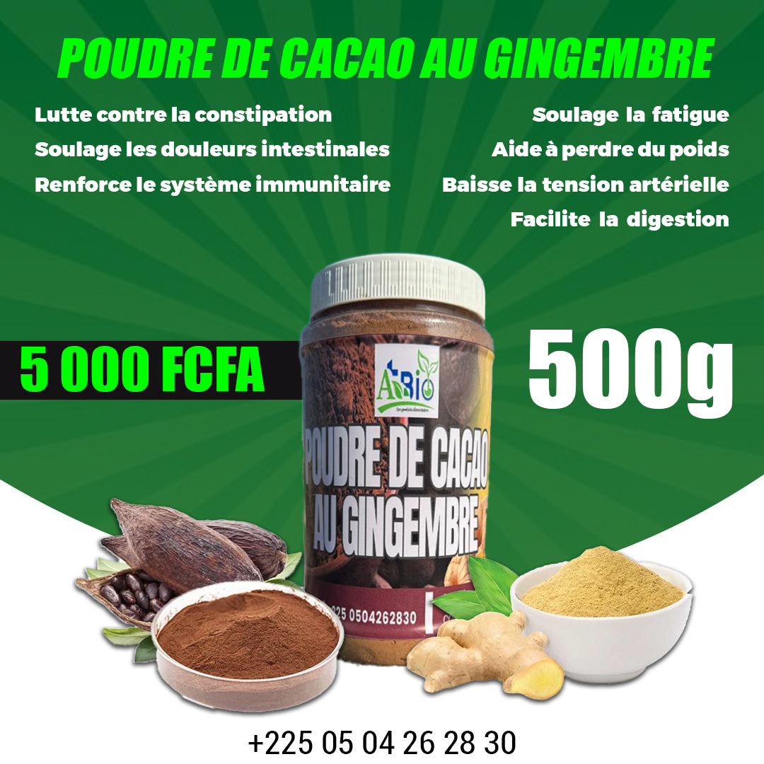 POUDRE DE CACAO AU GINGEMBRE 500g
